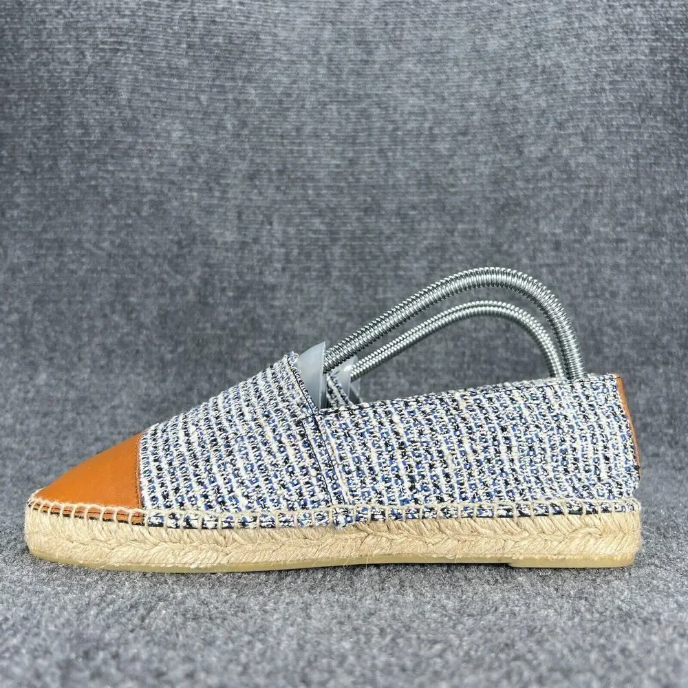 J Mclaughlin Espadrille Slip On Shoes Womens 9 Alexa Denim Natural Cap Toe Flats